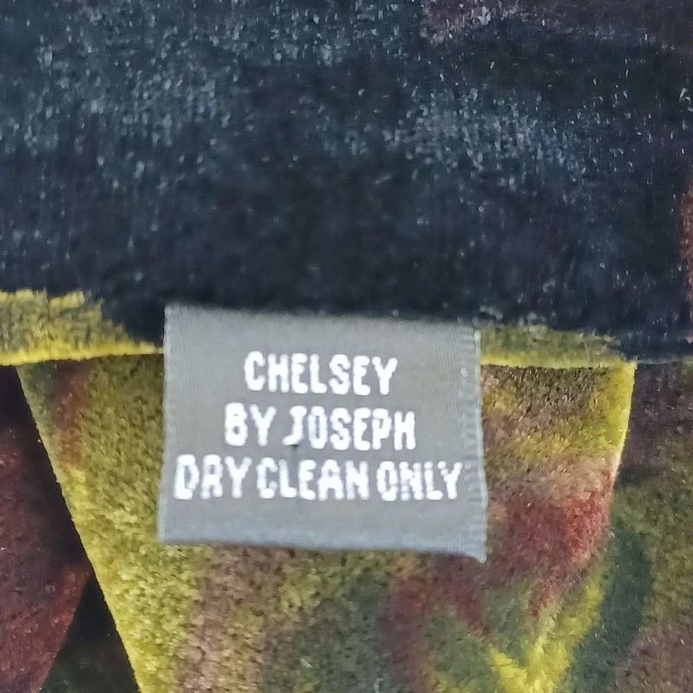 Chelsey by Joseph Womens Velvet Scarf Silk Blend Floral Rose‎ Black Green 56x10